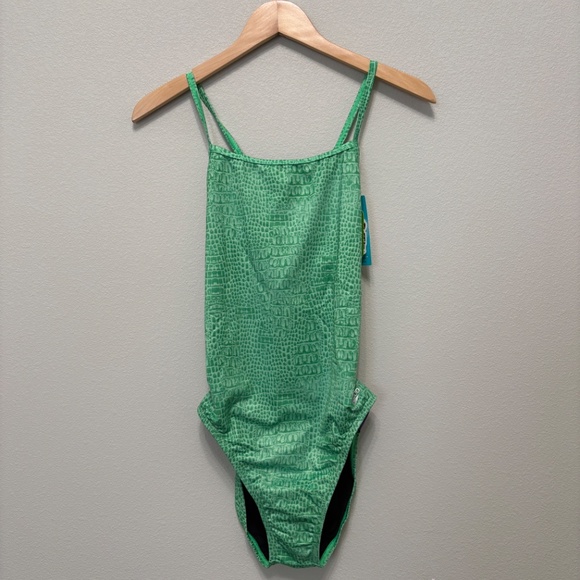 Speedo Printed Twist Back One Piece - Green, 38/12, NWT - Picture 4 of 9